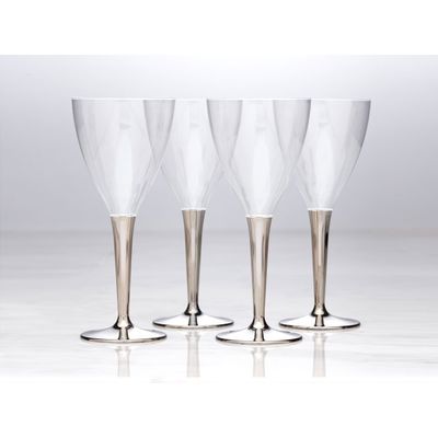 Sabert クリアワイングラス シルバーステム 10297853 1包：60枚（6×10）（直送品）