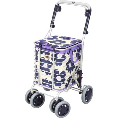 ユーバ産業 アルミワイヤーカート 花柄青 A-0245H　【シルバーカー】介援隊カタログ W2207（直送品）