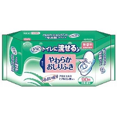【おしりふき】【トイレに流せる】リブドゥ　トイレに流せるやわらかおしりふき　92078　1ケース（90枚入×12個）　（直送品）