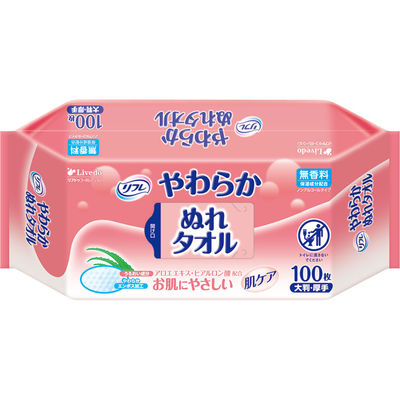 からだふき　ウェットタオルリフレ　やわらかぬれタオル　92427　4904585514128　1ケース(100枚入×12袋)　リブドゥコーポレーション（直送品）