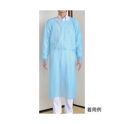 Ciメディカル リセラ プラスチックガウン(袖付・エンボス) フリーサイズ 10枚入 63-4156-76 1パック(10枚)（直送品）