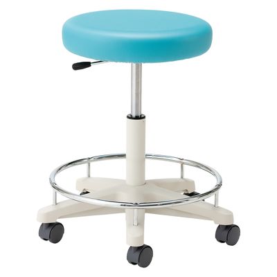 マツヨシ ナースチェア(ハイタイプ)背なし・リング付25256503ライトブルー MY-N3255R(セナシ・リングツキ) 1台（直送品）