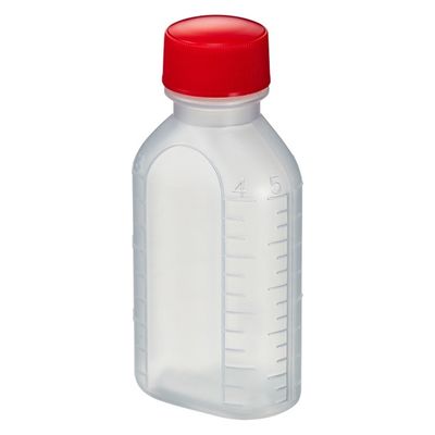 エムアイケミカル 投薬瓶PPB 60mL 凸凹目盛り（滅菌済）少数包装 08285027 キャップ色:赤 60CC（15本入り）1箱（直送品）