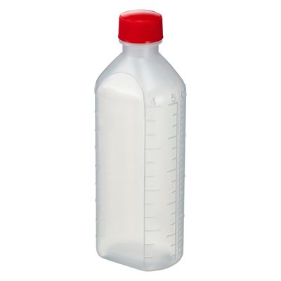 エムアイケミカル 投薬瓶PPB 200mL 凸凹目盛り（滅菌済）少数包装 08285030 キャップ色:赤 200CC（5本入） 1箱（5入）（直送品）