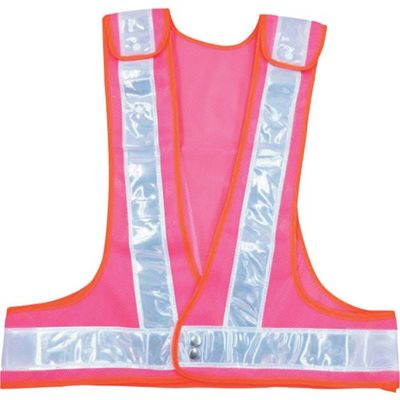 岡潮 3段階調整安全ベスト 5cm幅 ピンクメッシュ×白反射材 OK5320 1着 452-3966（直送品）