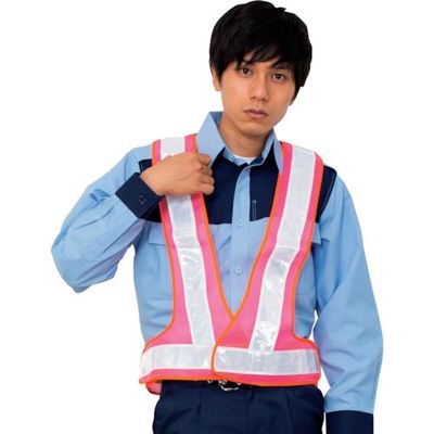 岡潮 安全ベスト 5cm ピンクメッシュ×白反射材 OK5508 1着 452-3977（直送品）