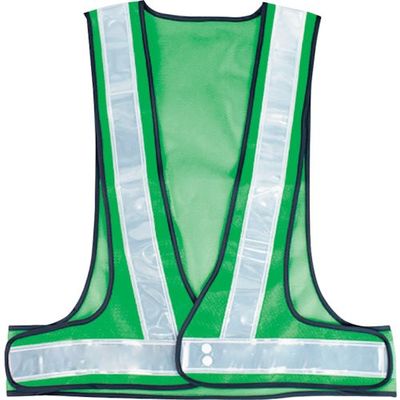 岡潮 安全ベスト 5cm 緑メッシュ×白反射材 OK5513 1着 452-2482（直送品）