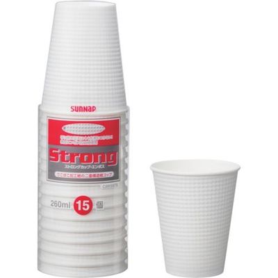 サンナップ ストロングカップ エンボス260ml15個 C2615STE 1セット(900個:15個×60パック) 386-7236（直送品）