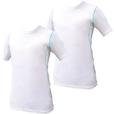 岡潮 超吸汗速乾・冷感シャツ コンプレッション半袖 ホワイト M お得な洗い替え2枚セット 20008-M-2 1式 520-9572（直送品）