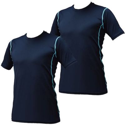 岡潮 超吸汗速乾・冷感シャツ コンプレッション半袖 ネイビー S お得な洗い替え2枚セット 20001-S-2 1式 520-9553（直送品）