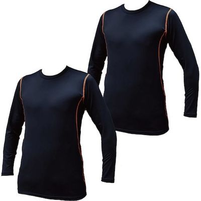 岡潮 超吸汗速乾・冷感シャツ コンプレッション長袖 ブラック 3L お得な洗い替え2枚セット 20016-3L-2 1式 520-9573（直送品）