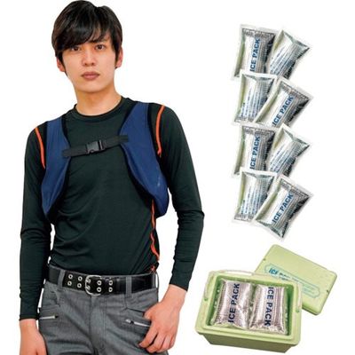岡潮 総メッシュクールベストセット:メッシュベスト ネイビー+保冷剤8個入り+保冷ボックス付 5900F-OK0912OK0911-8 1式（直送品）