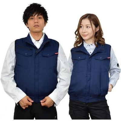 岡潮 空調ベスト(ウェアのみ)日本製生地使用 20211 ネイビーM 20211N-M 1着 536-2077（直送品）