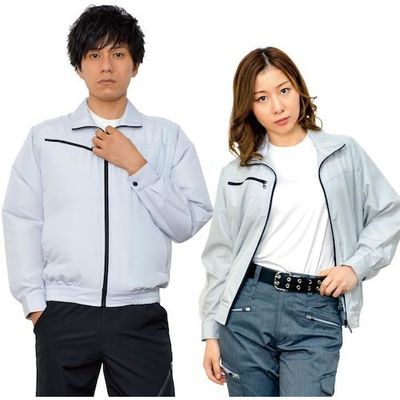 岡潮 空調長袖ブルゾン(ウェアのみ) 20103 シルバーL 20103-L 1着 535-8941（直送品）