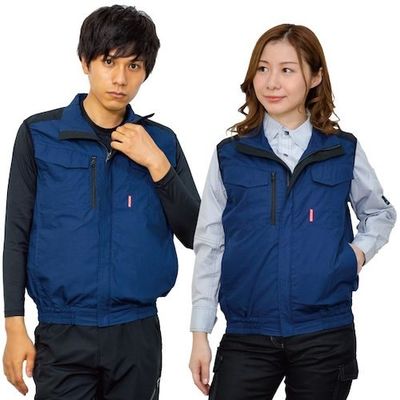 岡潮 空調ベスト(ウェアのみ)日本製生地使用 20221 ネイビー×ブラック5L 20221N-5L 1着 535-8978（直送品）