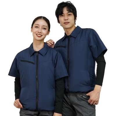 岡潮 空調半袖ブルゾン(ウェアのみ) 20301 ネイビーL 20301-L 1着 535-8962（直送品）