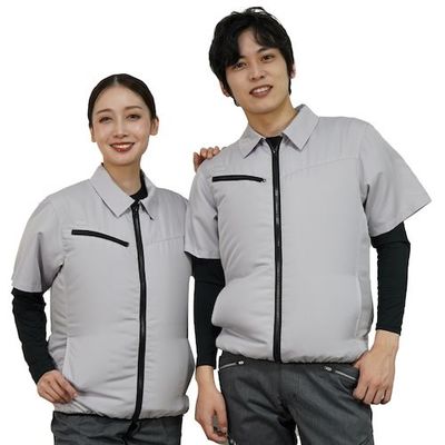 岡潮 空調半袖ブルゾン(ウェアのみ) 20303 シルバーL 20303-L 1着 535-8959（直送品）