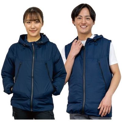 岡潮 空調付2Wayパーカー(ウェアのみ) 30101 ネイビー 4L 30101-4L 1着 536-0556（直送品）