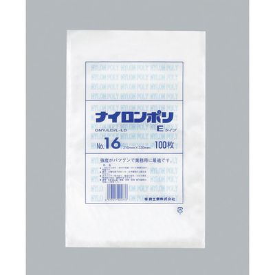 福助工業 福助 ナイロンポリ Eタイプ NO.16 0703151 1セット(1500枚:100枚×15袋) 481-1729（直送品）