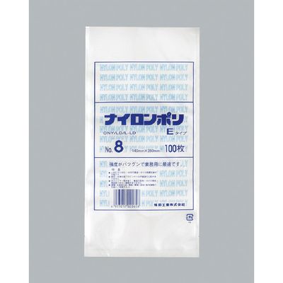 福助工業 福助 ナイロンポリ Eタイプ NO.8 0703079 1セット(2400枚:100枚×24袋) 481-1681（直送品）