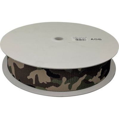 ユタカメイク 迷彩ナイロン平ベルトドラム巻 1.8t×50mm×1m ウッドランド FMH-330 1セット(25m) 474-4356（直送品）