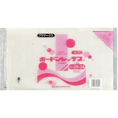 福助工業 福助 ボードンレックス#20NO.20ー34 4穴プラ 100枚入 0451843 1セット(5000枚:100枚×50袋)（直送品）