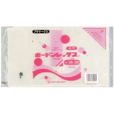 福助工業 福助 ボードンレックス#20NO.18ー30 4穴プラ 100枚入 0451827 1セット(6000枚:100枚×60袋)（直送品）