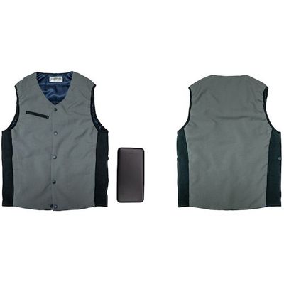 手洗い洗濯できる発熱ベスト40223グレー S +モバイルバッテリー10，000mAhセット OK40223-S-61480001 1式（直送品）