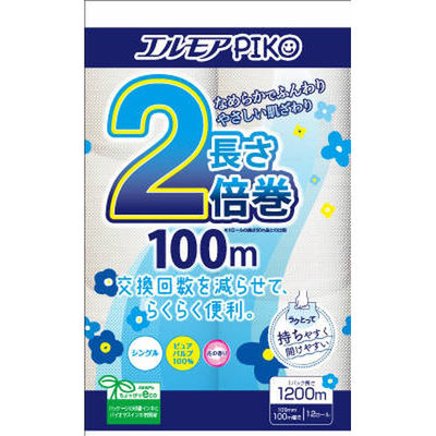 カミ商事 エルモア ピコ 2倍巻 12ロール シングル 100M 4971633163133 1セット(12巻×6点)（直送品）