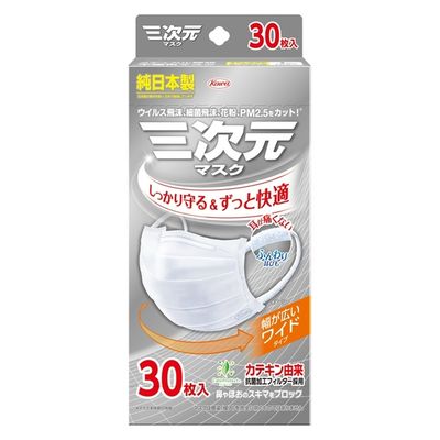 興和 三次元マスクすこし大きめLサイズホワイト30枚 4987973221921 1セット(30枚×2点)（直送品）