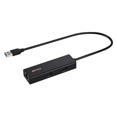 バッファロー 有線LANアダプター USB-A接続 Giga対応 ハブ付 ブラック LUD-U3-AU101BK 1個（直送品）