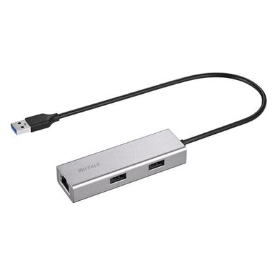 バッファロー 有線LANアダプター USB-A接続 Giga対応 ハブ付 シルバー LUD-U3-AU101SV 1個（直送品）