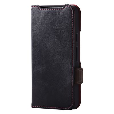 P242 ケース レザー 手帳型 マグネット 衝撃吸収 スタンド機能付 ブラック PM-P242PLFYBK エレコム 1個（直送品）