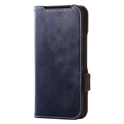 P242 ケース レザー 手帳型 マグネット 衝撃吸収 スタンド機能付 ネイビー PM-P242PLFYNV エレコム 1個（直送品）