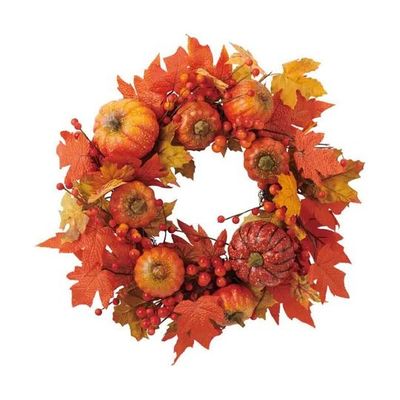 アズワン パンプキンリース 直径50cm 秋ハロウィン オレンジ 67-7115-67 1個（直送品）