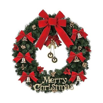 アズワン オーナメント付きクリスマスリース レッド 80cm 65-8116-24 1セット（直送品）