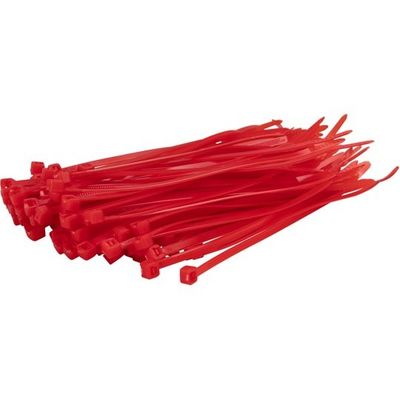 紺屋商事 結束バンド ケーブルタイ 赤 150×幅3.6mm 100本入 1281170 1パック(100本) 65-9613-36（直送品）