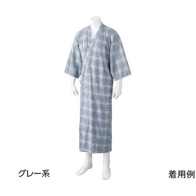 ケアファッション ヒモなし楽々!やわらかワンタッチねまき(紳士)グレー系 L 800228 1着 67-2189-41（直送品）