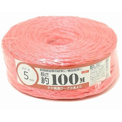 紺屋商事 PP荷造りヨリロープ 5mm×100m 赤 720014 1巻 64-9605-84（直送品）