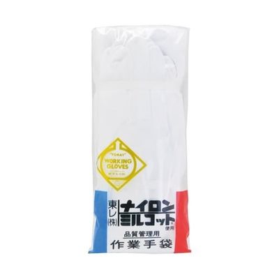 富士手袋工業 ナイロンミルコット手袋 マチ付 白 M 12双入 5504-M 1パック(12双) 65-1683-03（直送品）