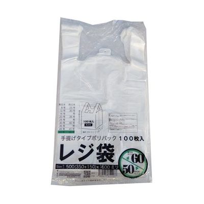 紺屋商事 レジ袋乳白 東60西50号350(500)×600 100枚入り 722160 1袋(100枚) 65-3904-89（直送品）