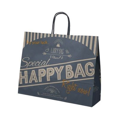 アズワン 福袋手提げ紙袋 ハッピーバッグ ネイビー 41.5×11×32cm 50枚入 67-8945-21 1個(50枚)（直送品）