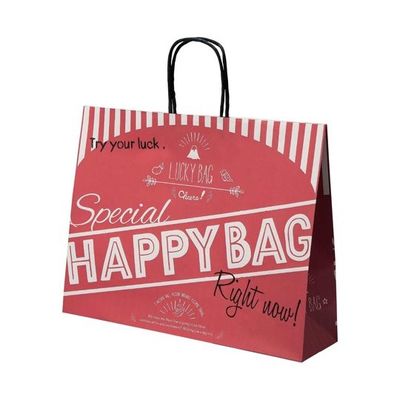 アズワン 福袋手提げ紙袋 ハッピーバッグ レッド 41.5×11×32cm 50枚入 67-8945-23 1個(50枚)（直送品）