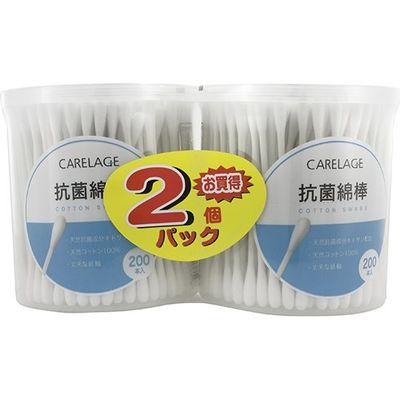 あらた CARELAGE 抗菌綿棒 ベトナム製 200本×2個 64-7757-76 1セット(400本)（直送品）