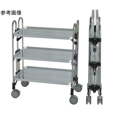 トクヤマ ステンレス(SUS430)折りたたみ式ワゴン763*505*958ー3段 FEAM-3 1台 64-8521-19（直送品）
