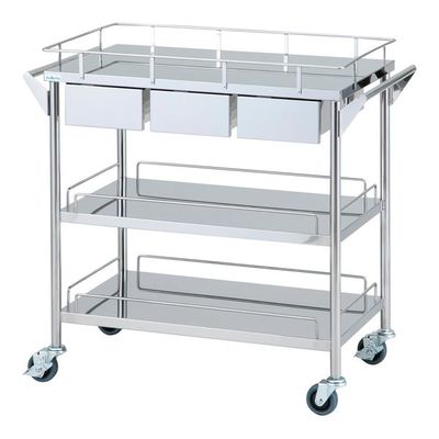 アズワン ステンレスグリーンカート(静音タイプ)3段 引出付(3個)870×450×835mm SW-3HS 1個 3-4088-12（直送品）