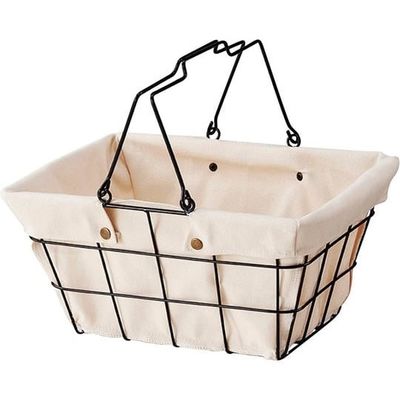 アズワン ワイヤーファブリックバスケット 買い物かご S アイボリー 68-0986-99 1個（直送品）