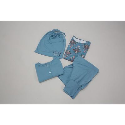 アズワン ネムレルパジャマ ~うっとり肌心地~ 3点セット(収納袋付き) ブルー 68-4038-11 1組（直送品）