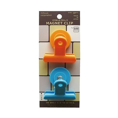 ミツヤ POPマグネットクリップ 中 橙青 2個×5箱入 POMC-01P-OB 1ケース(10個) 68-0726-15（直送品）