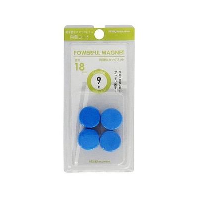 ミツヤ 強力マグネット18mm 青 4個×10箱入 HMG4P-18BU 1ケース(40個) 68-0723-52（直送品）